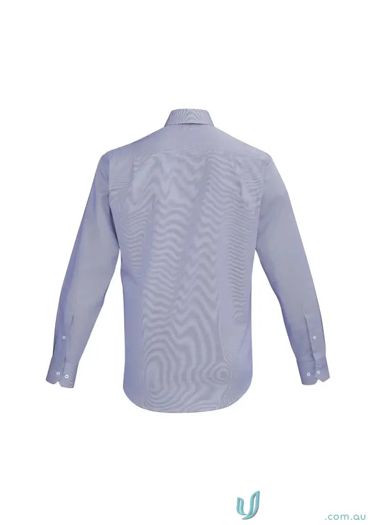 Light blue FMIG EMB MENS cotton LS shirt with subtle striped pattern
