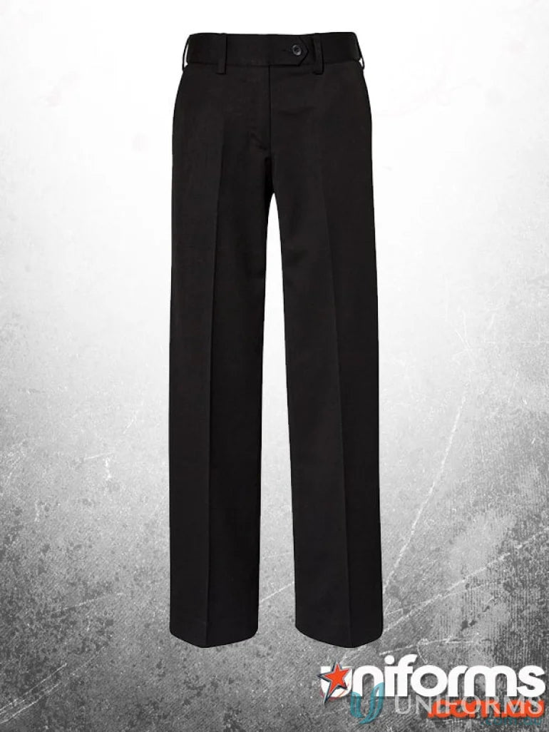 Black straight-legged trousers from FMV Ladies Flexi Band Pant ideal for workwear and uniforms