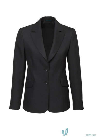 Black two-button blazer made from bamboo charcoal fabric for stylish work uniforms