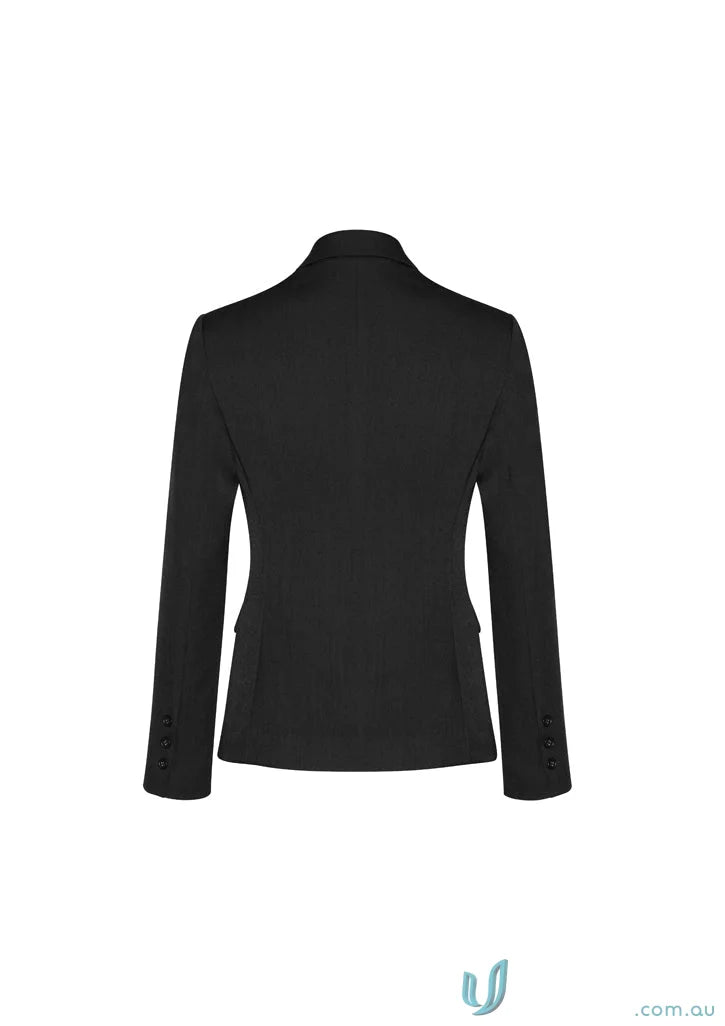 Black tailored blazer from FMV Ladies POLY jacket, perfect as uniform or bamboo charcoal style