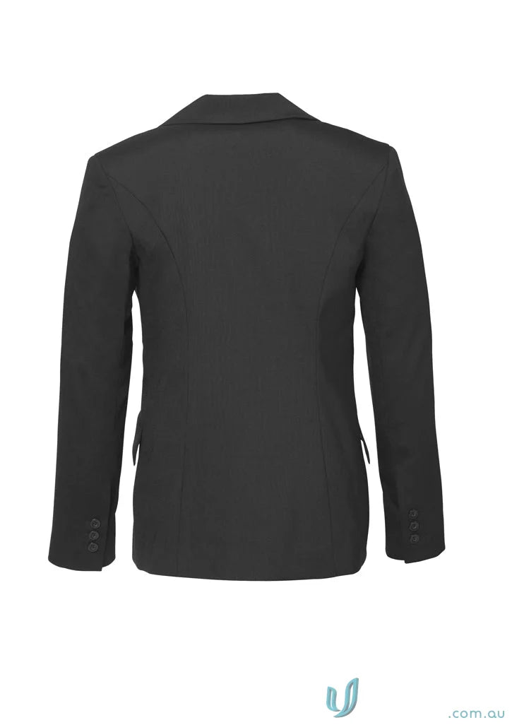 Black suit jacket from FMV Longline Ladies Jacket, perfect for work uniforms and fits bust measurements well