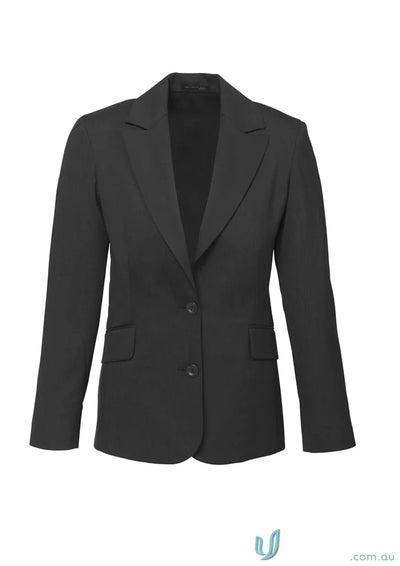 Black two-button blazer from FMV Longline Ladies Jacket for work uniform outfit