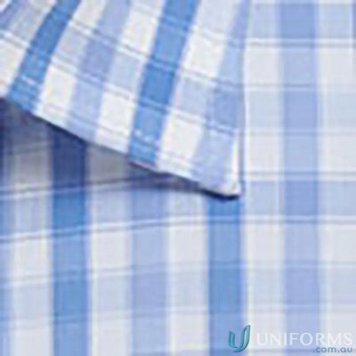 Blue and white plaid fabric for Foxton Tonal Check LS Shirt made with silk protein