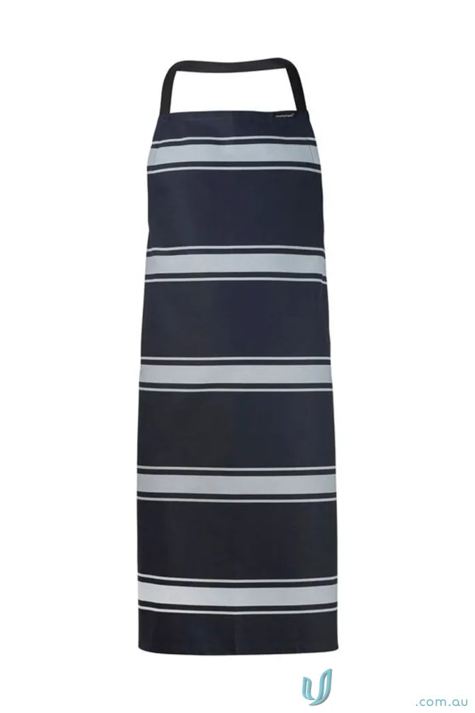 WorkCraft CA006 Full Bib Butchers Stripe Apron in Navy/White front product image
