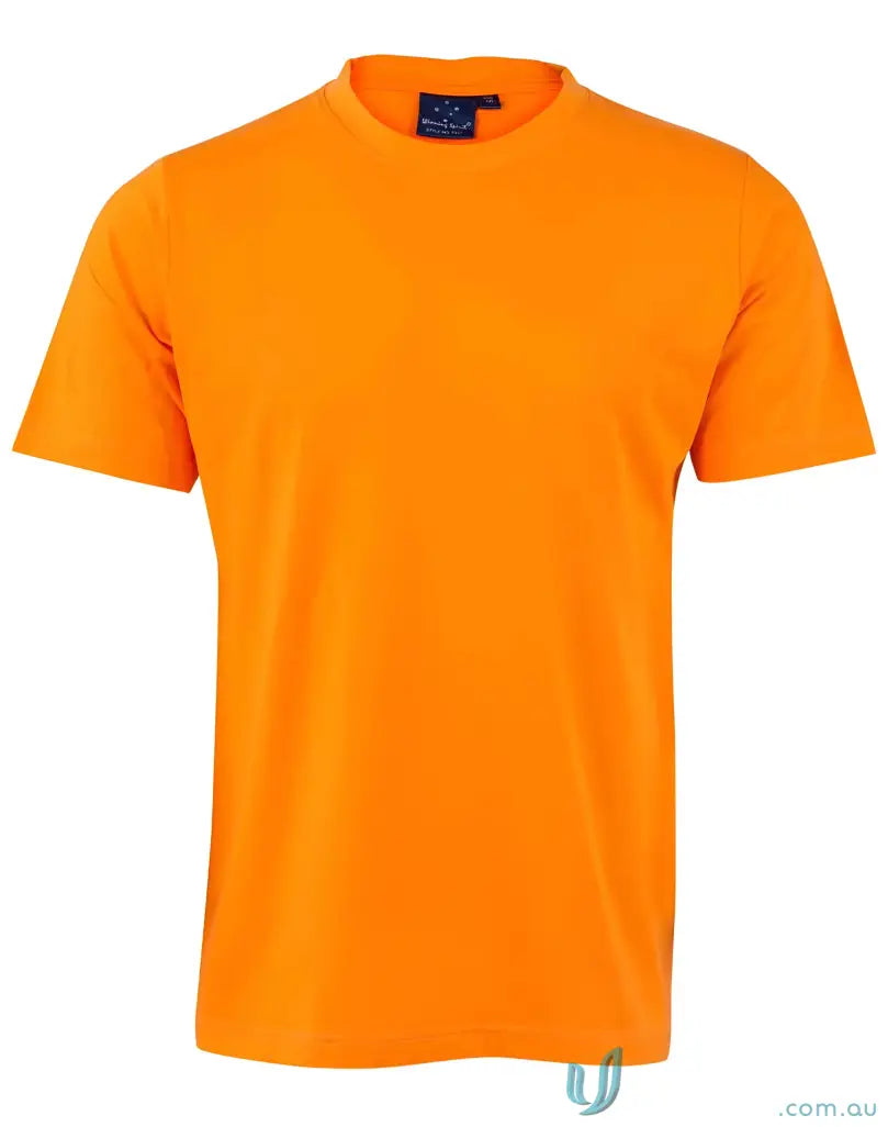 Orange short-sleeved T-shirt made of combed cotton, perfect for uniforms or workwear