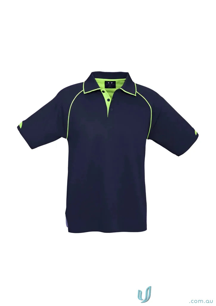 Mens Fusion Short Sleeve Polo with hi-viz fluoro trims from Biz Collection Mens