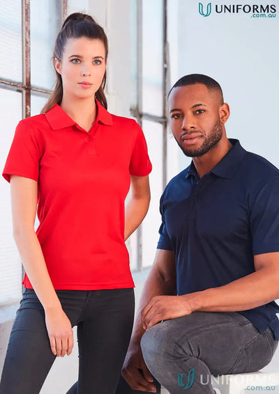 Two people modeling Heart Foundation EMBx2 Ladies Polo with ps82 verve and cooldry® polyester mini