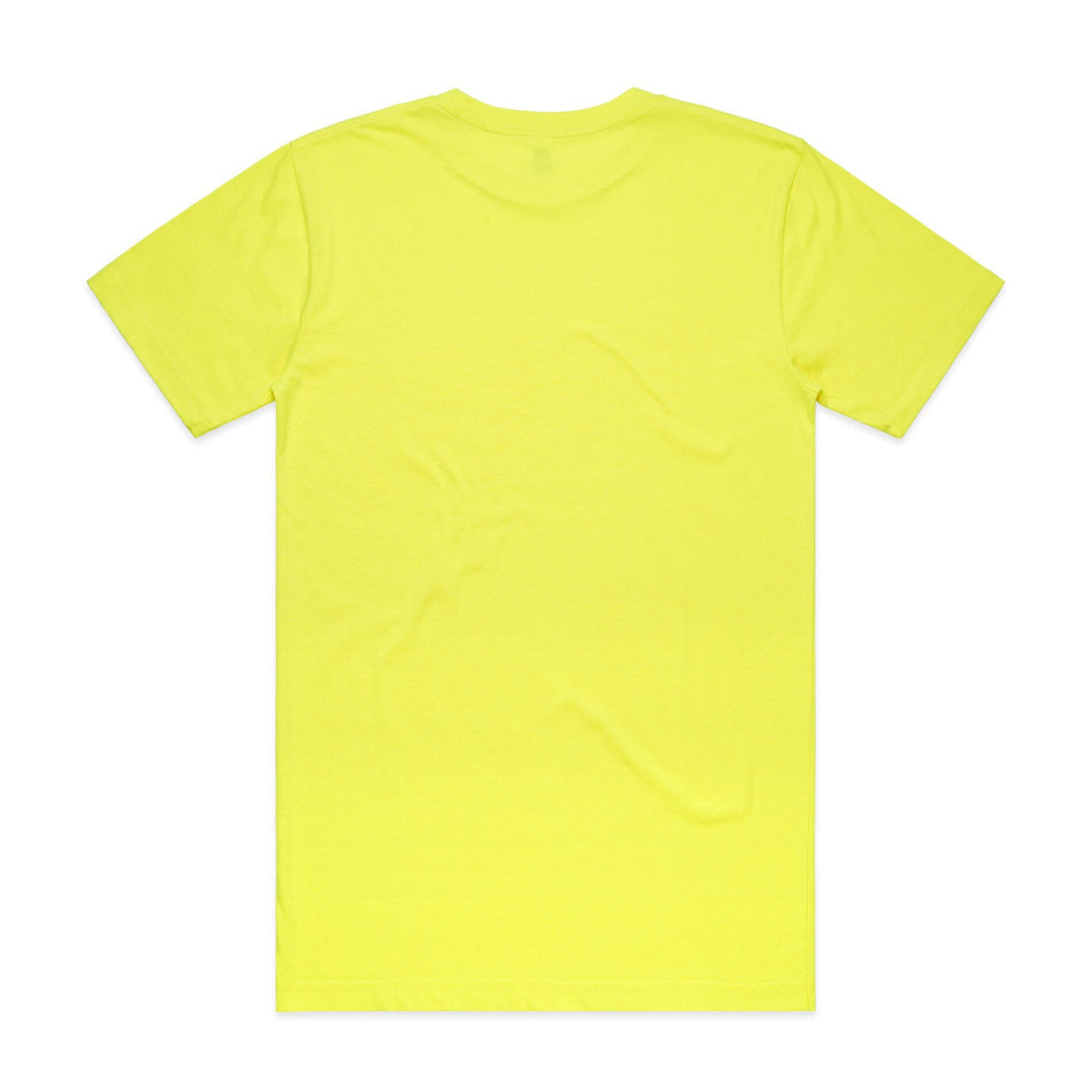 Neon yellow t-shirt with short sleeves and a crew neck.