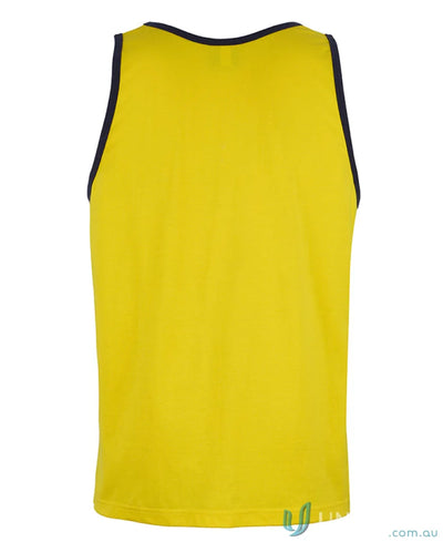 Yellow work uniform tank top with dark trim from HI VIS Cotton Singlet collection