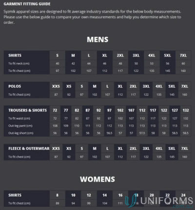 Clothing size guide for HiVis T-Shirt vis workwear essential-zh290 modern fit tee