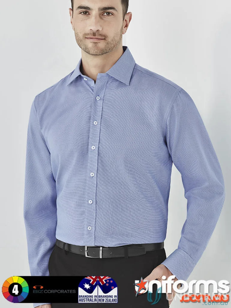 Mens Hudson Cotton LS Shirt in relaxed fit with long sleeve, blue dress shirt