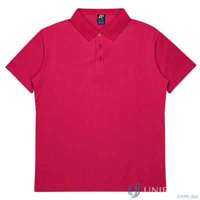 Magenta pique knit short-sleeved polo shirt from Hunter Adult Polo for uniforms and workwear