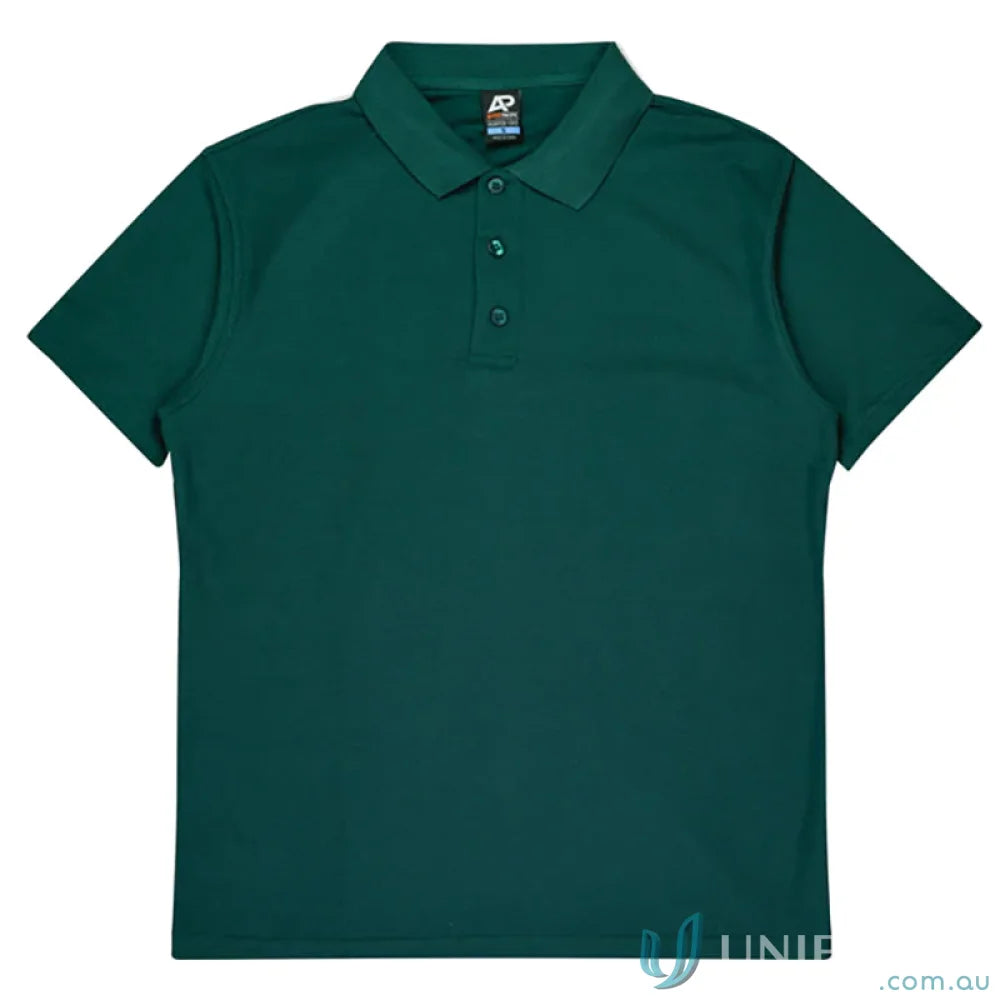 Hunter Polo in dark green pique knit, perfect for casual uniforms