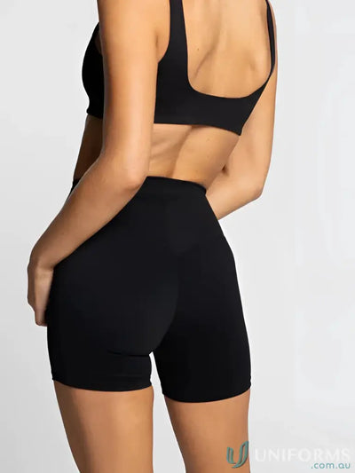 Black athletic shorts and top from Invincible Scrunch Onyx workwear uniform set