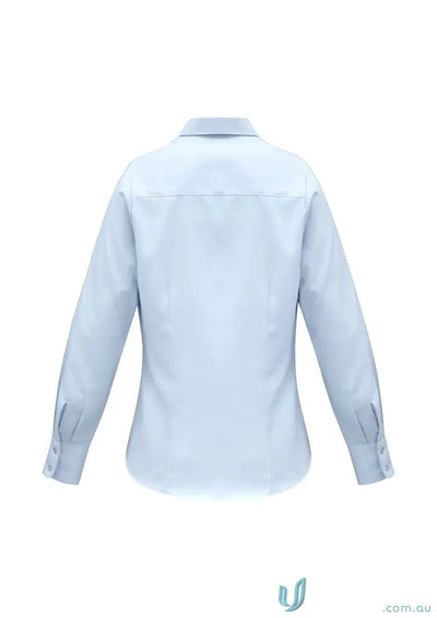 Light blue IOP Ladies Premium Cotton LS Shirt with mini herringbone pattern