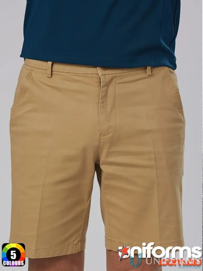 Khaki chino shorts for men from IOP Mens Stretch SlimFit Boston Chino Shorts m9381