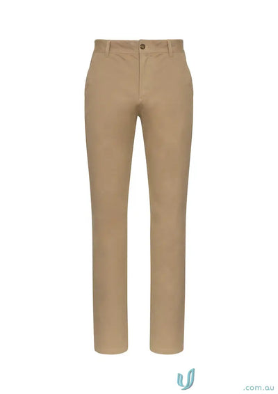 Khaki-colored IOP Stretch Chino Pants from Biz Collection Lawson BS724M