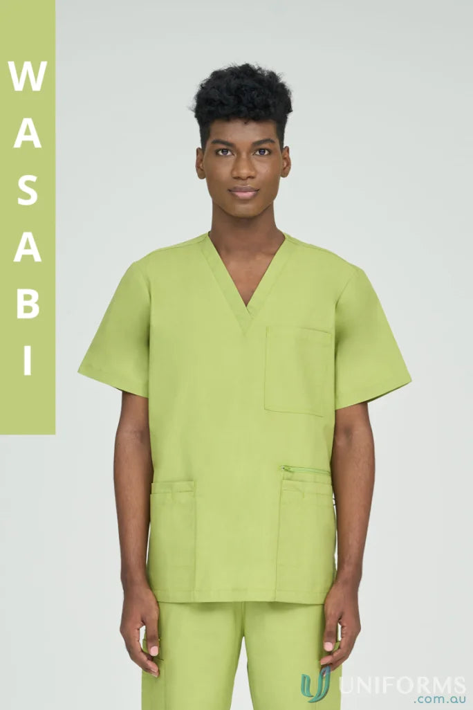 Wasabi-colored city collection Jack scrub top with elastic bungee loop for demanding days