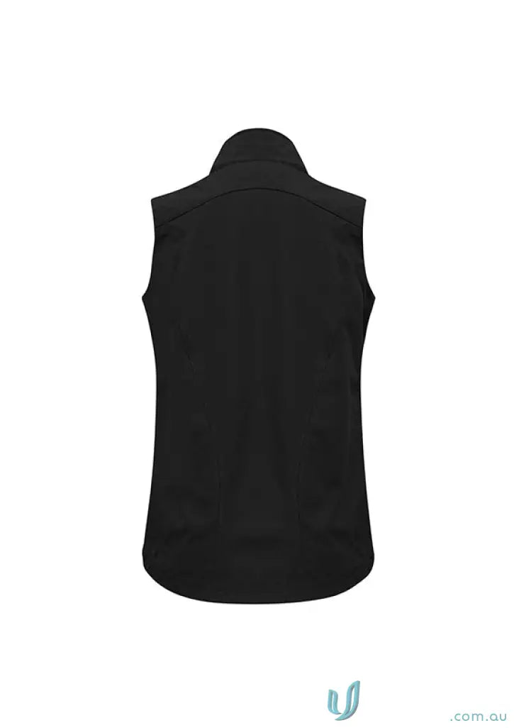 Black sleeveless collared workwear vest from Jani-King EMB, perfect for uniforms