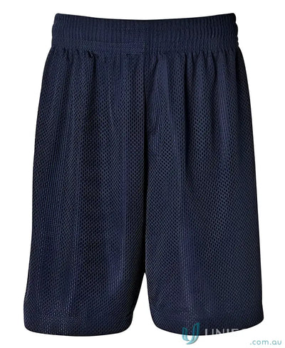 Navy blue JB’S Adults Basketball shorts with mesh fabric 140gsm and elastic waistband