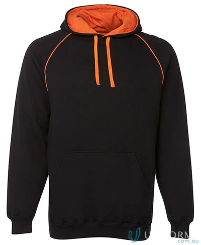 JBs 3CFH Adults Contrast Fleecy Hoodie in Black/Orange