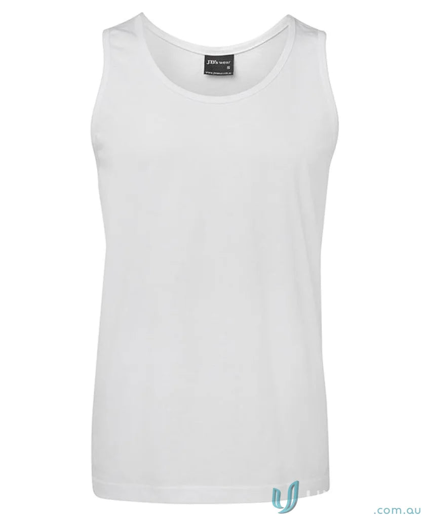 White tank top JBs Adults Singlet made from ring-spun jersey knit for all-day comfort