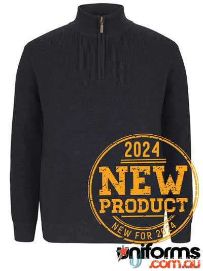 Black chunky half zip sweater from JBs Chunky Half Zip Jumper with antique brass half-zip
