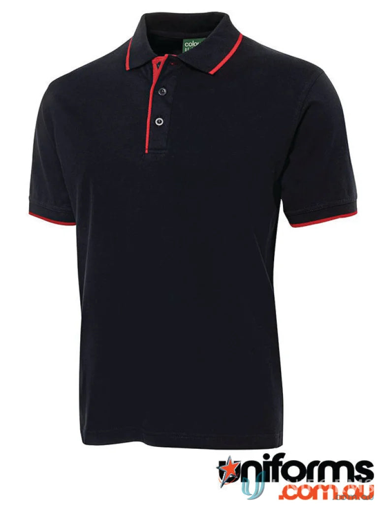 JBs Cotton Tipping Polo with UPF protection and red trim for a stylish look