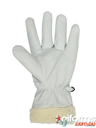 White leather work glove from JBs EN511 Freezer Rigger Glove for workwear and rigger jobs