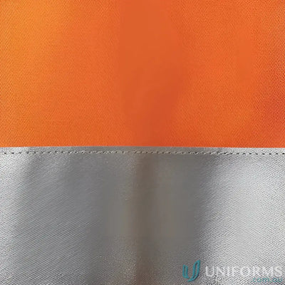 Orange and silver reflective fabric on JBs HiVis work uniforms for high visibility workwear