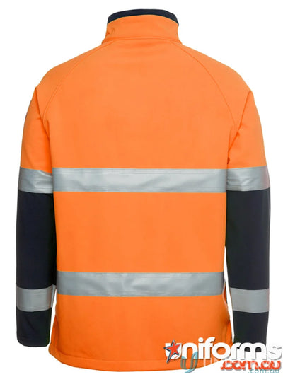 Orange and navy JBs HiVis softshell jacket with reflective tape for added protection and sun protection
