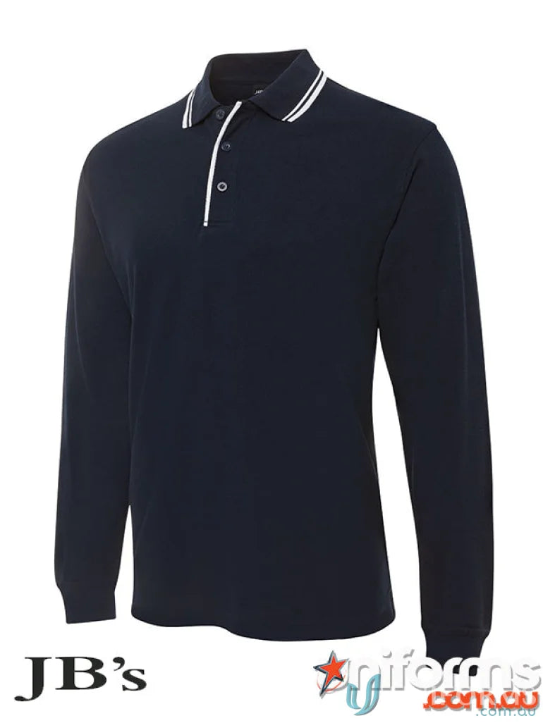 Navy long-sleeved contrast polo 210xc by JBs Long Sleeve in classic fit