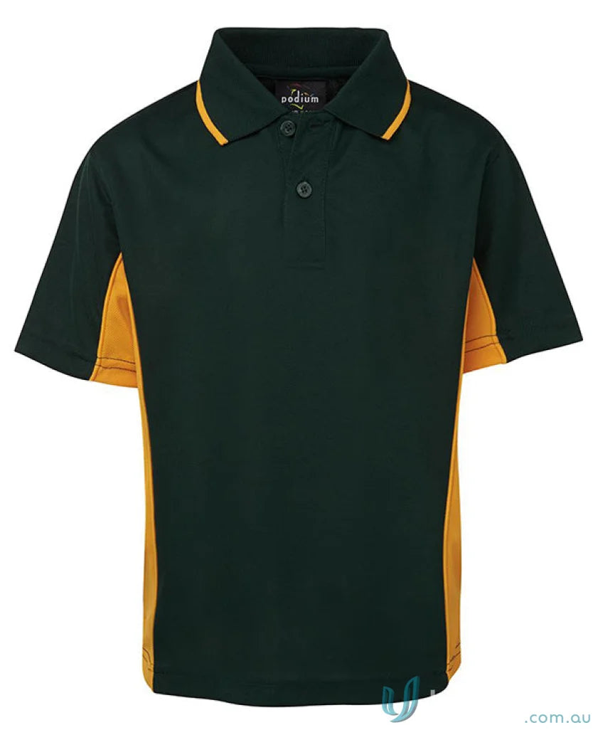 Kids contrast polo from JBs Podium Kids with stylish two-tone design
