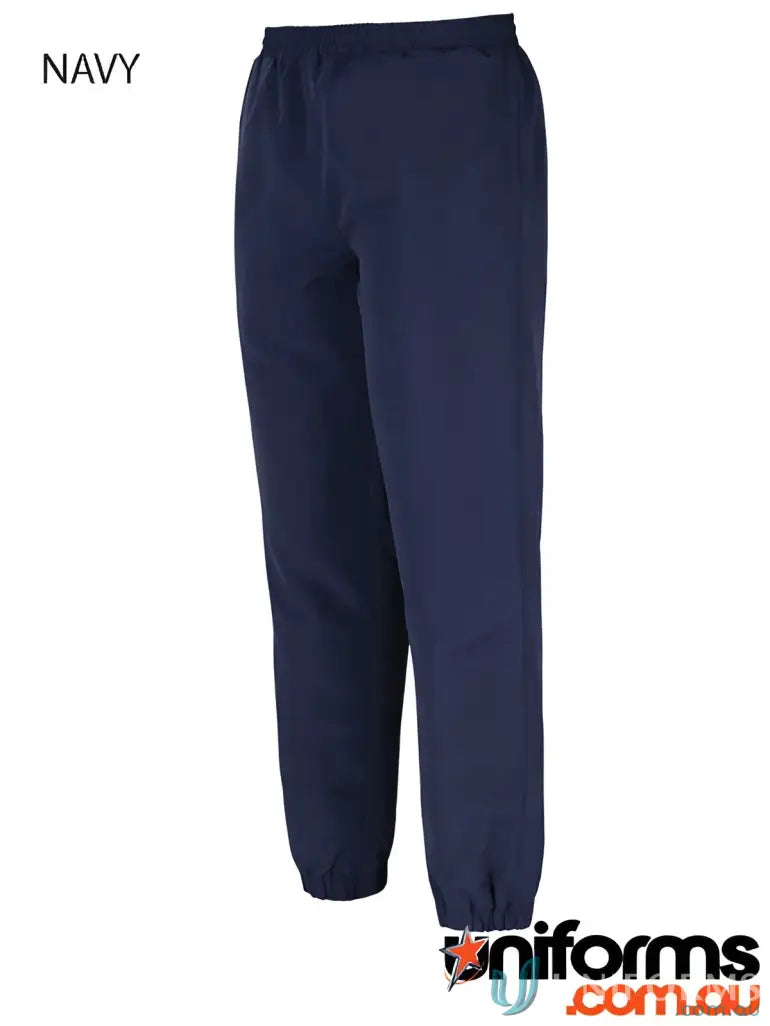 Kids cuffed warm navy blue track pants from JB’s Podium Kids with internal knee patch