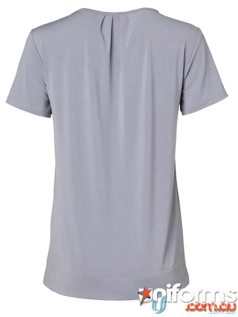 Gray short-sleeved blouse perfect for work uniforms or workwear by Jenny Craig EMB
