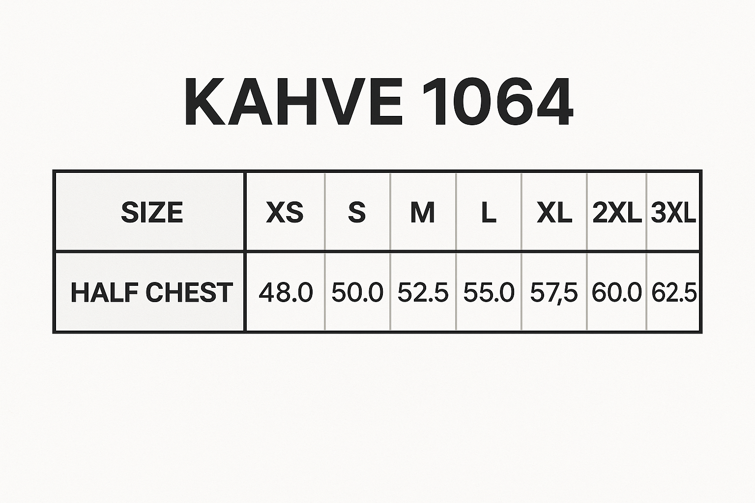 Kahve Polo size chart