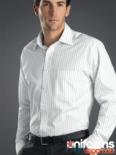 Classic stripe shirt style 208-jk Keval grey mens long-sleeved dress shirt