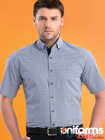 Keval men’s stretch slim fit micro check shirt for a stylish look
