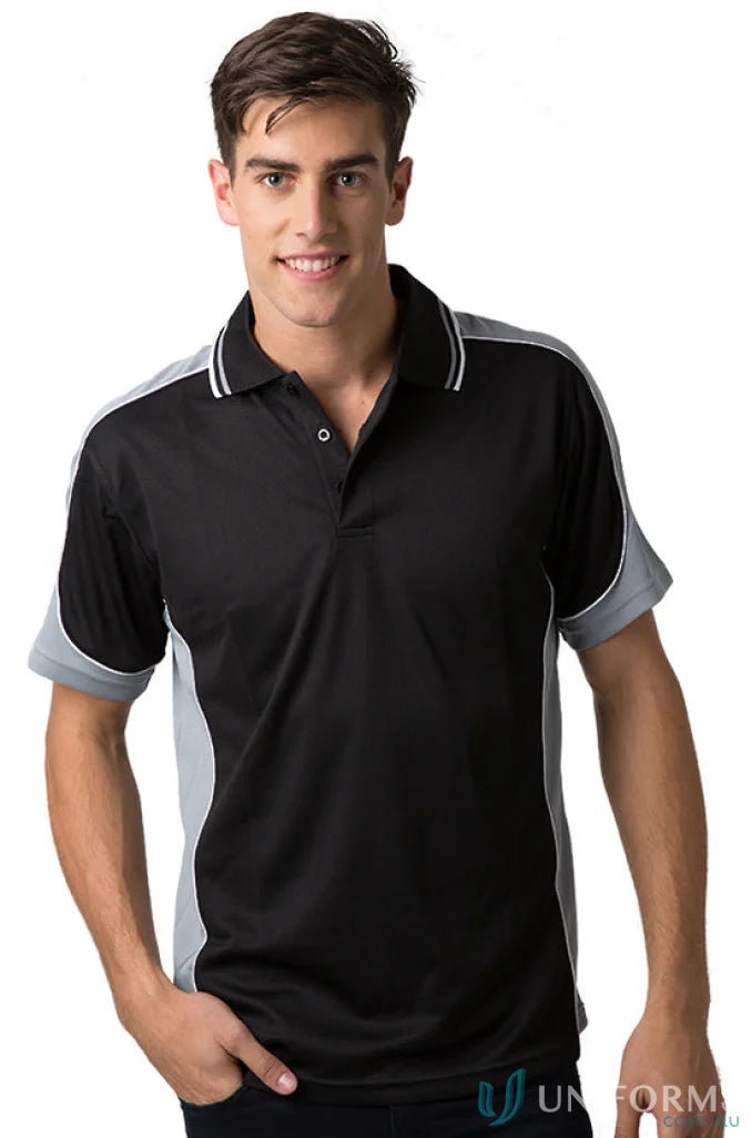 Kids Auburn Polo showing black and gray cooldry technology for moisture management