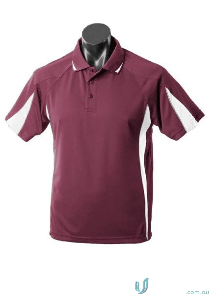 3304-TI 3304 Kids Eureka Polo in Maroon/White