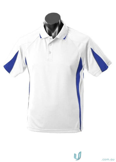 3304-TI 3304 Kids Eureka Polo in White/Royal
