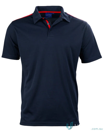 Kids Staten Rapid Cool Contrast Polo shirt in navy blue with red-lined collar and placket