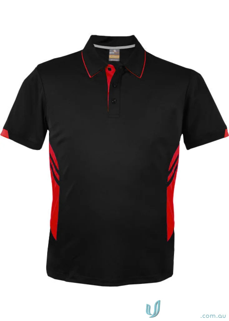 Kids Tasman Polo showing black and red color options for kids Tasman polo collection