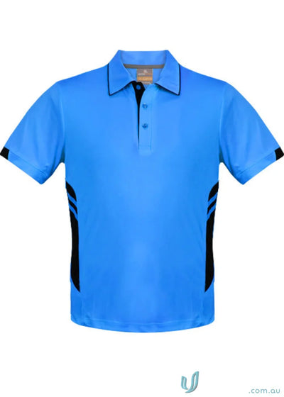 Kids Tasman Polo in blue and black, perfect for kids Tasman style polo shirts
