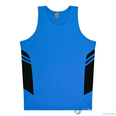 Aussie Pacific 3111 Kids Thames Singlet in Cyan/Black