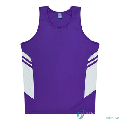 Aussie Pacific 3111 Kids Thames Singlet in Purple/White