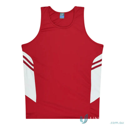 Aussie Pacific 3111 Kids Thames Singlet in Red/White