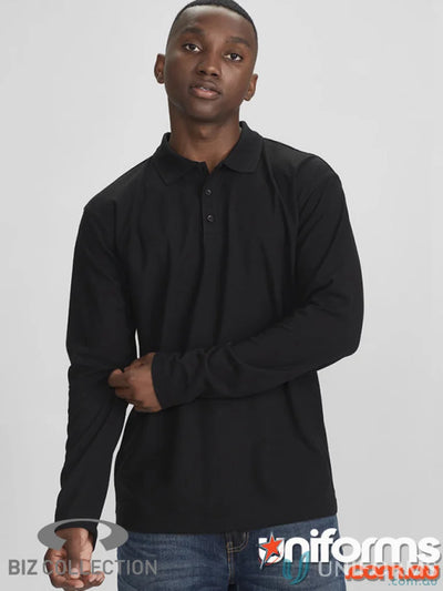Black Krue LS Polo men’s crew long with twin needle sleeve p400ml long sleeve polo