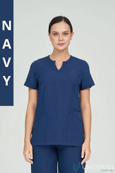 Navy blue Ladies Anna Scrub Top with princess seams and a shaped silhouette for subtle shaping