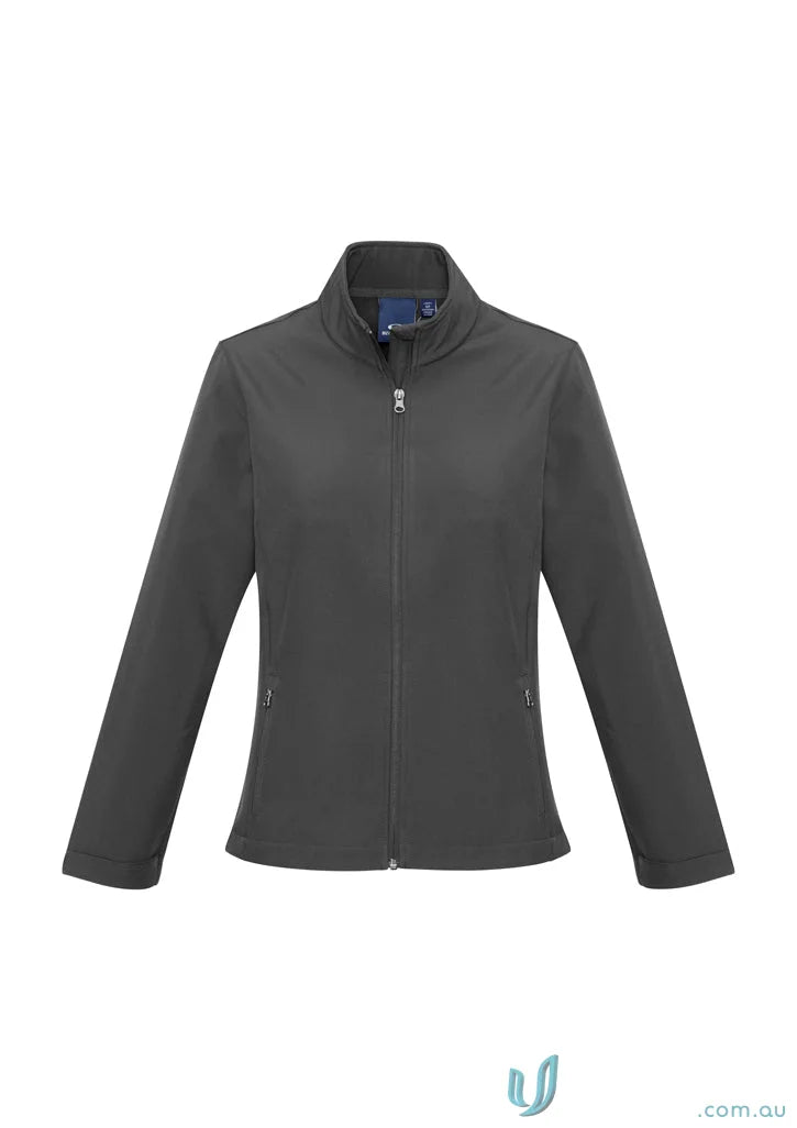 Charcoal-colored womens apex jacket from Ladies Apex Softshell collection by Biz Collection Womens